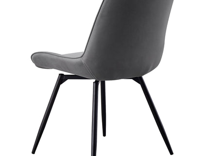 Vellux - 5 Piece Round Dining Table Set With Concrete Top Upholstered Chairs - Gunmetal