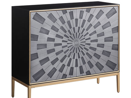 Quilla - Brass Console Cabinet - Black / Gery