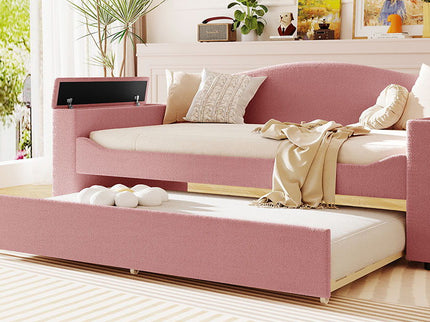 Upholstered Daybed With Storage Armrests, Trundle And Latest Integrated tooth Audio System