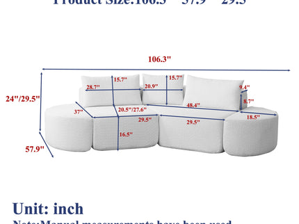 V - Shaped Modular Sofa Set With 3 Pillow