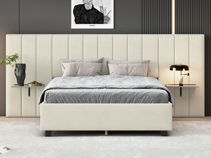 Upholstered Platform Bed With Big Headboard