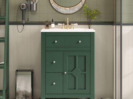 Bathroom Vanity With Basin, Rectangular Cabinet With 2 Drawers And Soft Closing Door