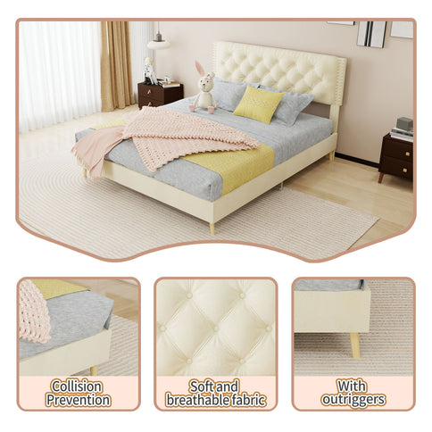 Upholstered Bed With Tufted Headboard