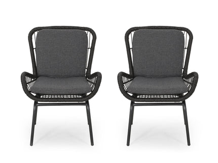 Outdoor Wicker Club Chair With Cushions (Set of 2)