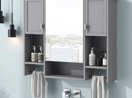 Wall Mounted Bathroom Storage Cabinet With Mirror, Medicine Cabinet With Towel Bar