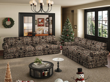 Luxuriously Comfortable Cloud Couch Sofa With Elegant Rolled Arms & Pleated Skirt Design