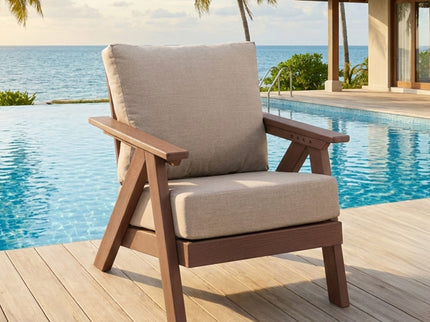 Outdoor Patio Club Chair With Sunbrella Cushions - Brown