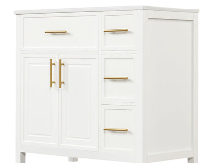 Modern Bathroom Vanity With Sink Top, 2 Doors And 3 Drawers
