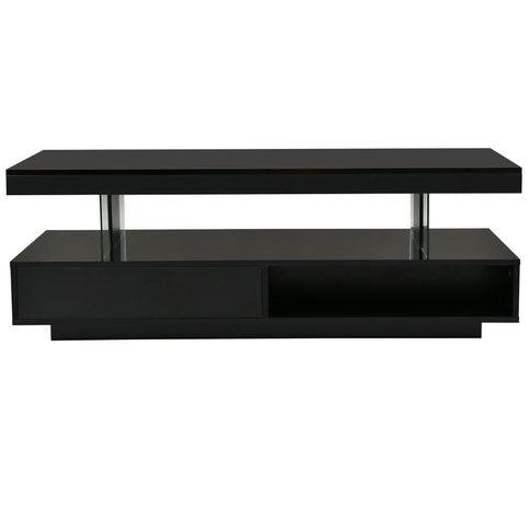 LED Coffee Table With 2 Drawers And Display Shelves