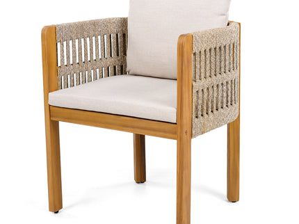 Outdoor Dining Chairs With Mix Rope Handles (Set of 2)