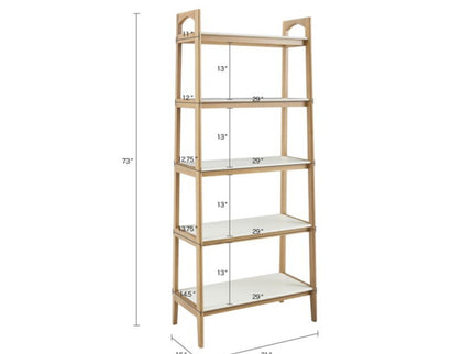 Parker - Bookcase With 5 Shelves - Off White / Natural