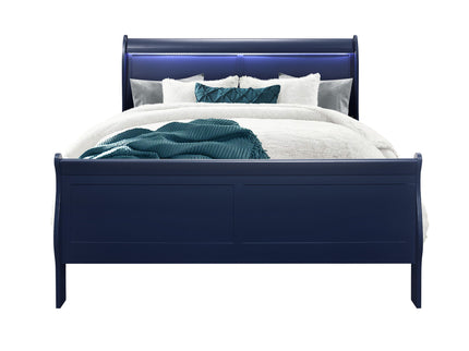 Charlston - Modern Sleigh Design Bed With LED