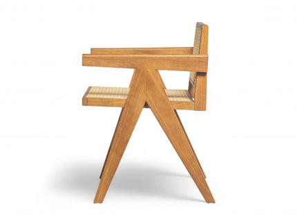 Chandigarh Arm Dining Chair With Natural Cane Design (Set of 2)