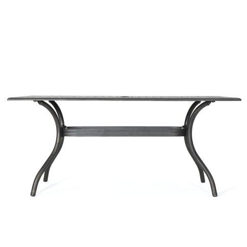 Enchantia - Outdoor Rectangular Dining Table With Weave Tabletop And Flared Legs - Copper
