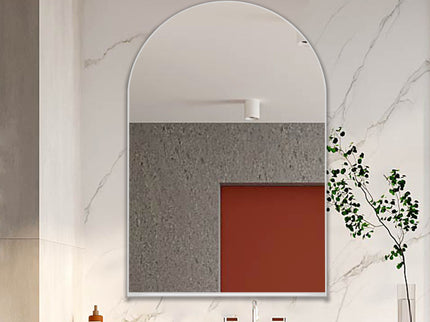 Arched Recessed Medicine Cabinet, Metal Framed Bathroom Wall Cabinet With Mirror And Adjustable Shelves, Wall Mirror With Storage For Bathroom