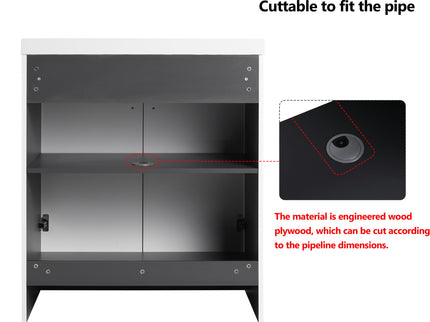 Contemporary Freestanding Bathroom Vanity With Resin Sink & Soft-Close Cabinet Doors