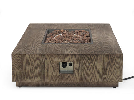 Wellington Square Iron Fire Pit With Wood Pattern Design And 50, 000 Btu Output