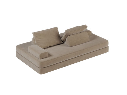 Multifunctional Convertible Sofa Bed With 2 Tumbler Backrests And 2 Pillows, Deep Seat Couch