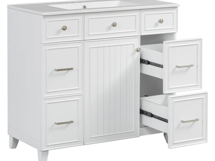 Bathroom Vanity With Ceramic Sink, Soft Close Doors, Adjustable Shelves