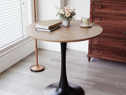 Mid-Century Round Dining Table With Pedestal Base For 2 - 4 People