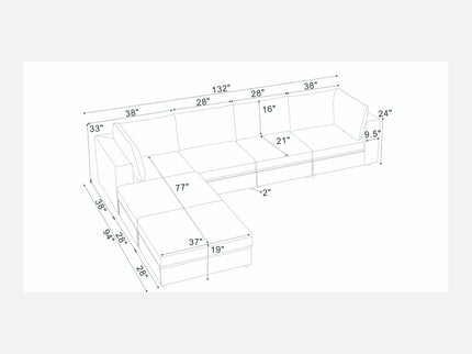 Modern Reversible Modular Sectional