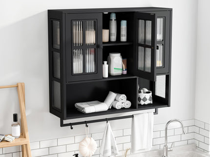 3 Door Wall Cabinet With Glass Door And Towel Bar