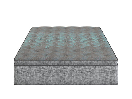 Comfort Care - 12" Twin Hybrid Euro Top Mattress, Plush Comfort With Individual Pocketed Coil - Gray / Blue