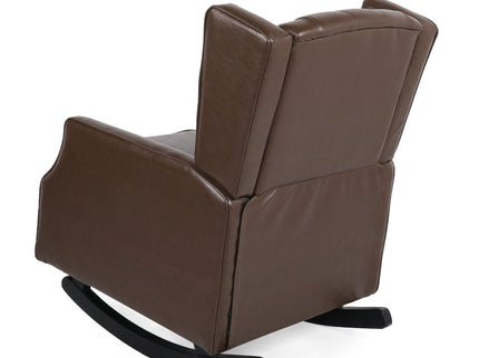 Amedou - Contemporary Tufted Wingback Rocking Chair - Dark Brown