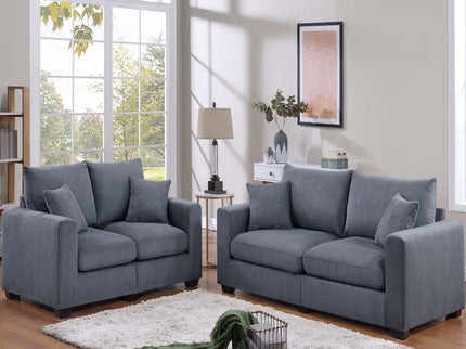 2 Piece Contemporary Style Sofa Set With Matching Pillows