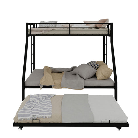 Bunk Bed For Kids, Convertible Frame With Ladders & Guardrail