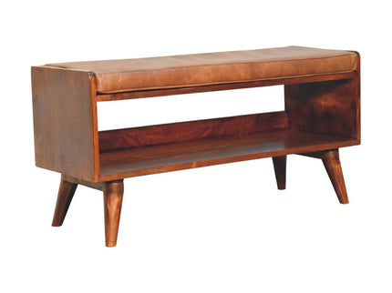 Solid Wood Bench With Upholstered Sea