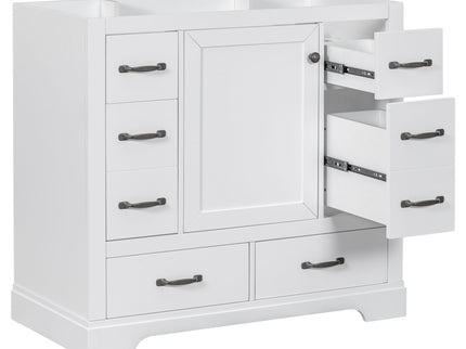 Modern Bathroom Vanity Base Only, 6 Drawer Storage With Adjustable Shelf