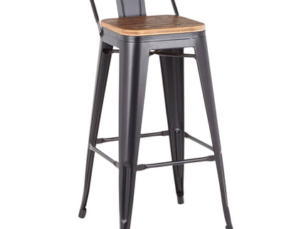 Oregon - Industrial Low Back Barstool (Set of 2) - Black