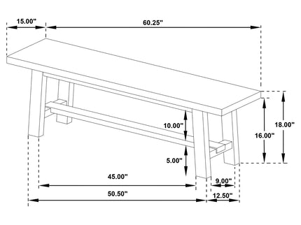 Backless Dining Bench - Natural