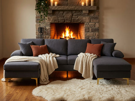 U - Shaped Sectional Sofa With Double Chaise