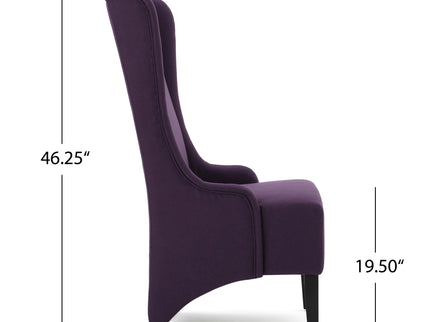 Fabric Dining Chair With High Back And Birch Wood Legs - Plum