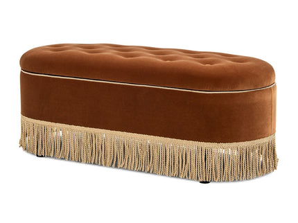 Melinda - Oval Tufted Bullion Fringe Storage Bench