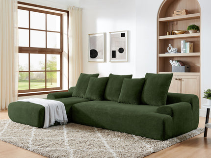 L-Shape Sectional Sofa, Modular Compressed Couch For Living Room Bedroom, 4 Seater - Green