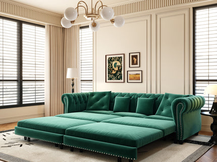 3 In 1 Pull Out Convertible Sleeper Sofa Bed, King Size, Chaise Lounge