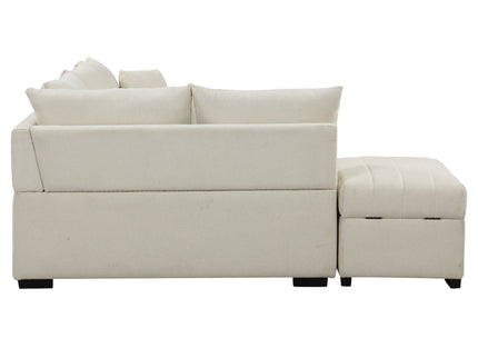 L-Shaped Sectional Pull Out Sofa Bed Sleeper Sofa With Two USB Ports, Two Power Sockets And A Movable Storage Ottoman