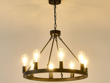 6 Light (No Bulbs) Wagon Wheel Chandelier Farmhouse Modern Small Round Chandelier For Living Room Kitchen Island Foyer Hallway Entryway Bedroom Dining Room Light Fixture Ceiling Hanging - Matte Black
