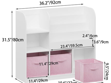 Bookcase And Bookshelf With 3 Collapsible Drawers, Multifunctional Display Stand