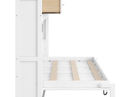 Twin Size Murphy Bed With 3 Drawers - White