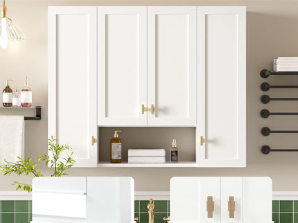 30" Bathroom Cabinet With 5 Adjustable Shelves, Wall Mounted Medicine Cabinet - White
