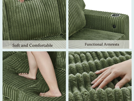L-Shaped Sofa With Pull Out Sofa Bed With USB
