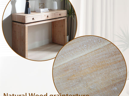 Rustic Wood Console Table With 3 Drawers Entryway Table For Hallway, Foyer, Or Office - Natural / Natural & Light Brown / Natural Wood / Natural Wood Wash / Natural / Rustic