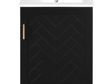 Modern Wall Mounted Bathroom Cabinet With Side Shelf And Ceramic Sink