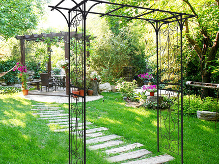 Metal Garden Arch Climbing Plants Support Rose Arch Outdoor - Black