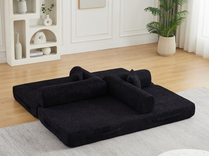 Convertible Sleeper Sofa Bed With Cylindrical Pillow