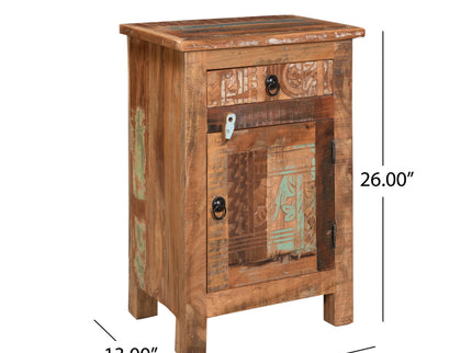 Carved Side Table - Natural